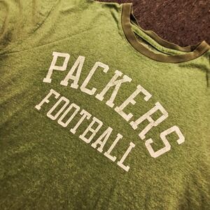 Greenbay Packers Ringer T-Shirt Green Men's Large Reebok